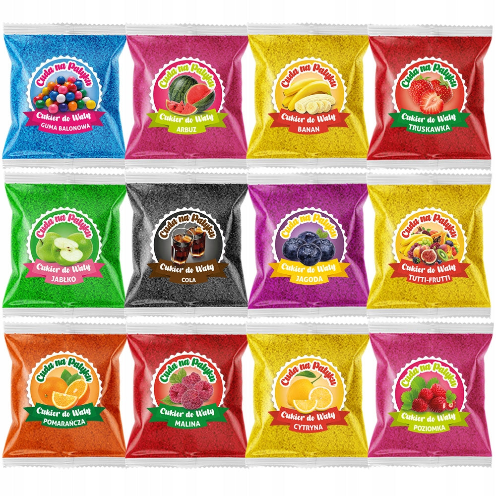 Sugar for Cotton Candy COLORFUL for Flavour Machine STICKS SET 12x100g Packaging status original