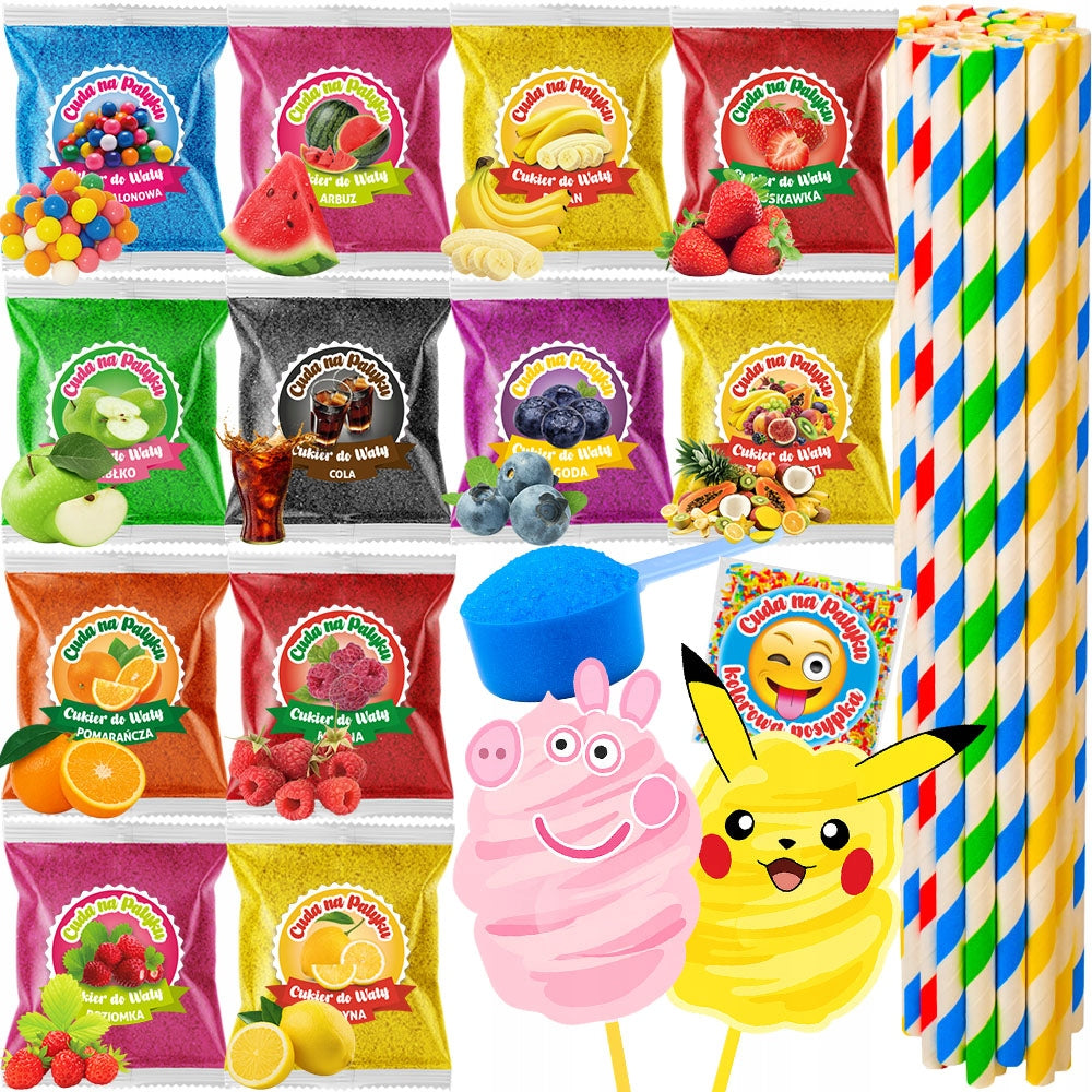 Sugar for Cotton Candy COLORFUL for Flavour Machine STICKS SET 12x100g