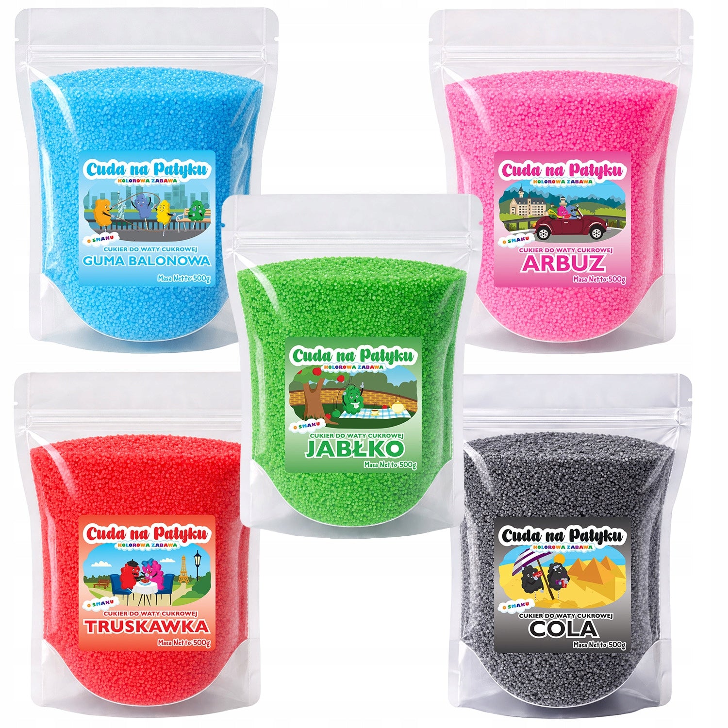Sugar for Cotton Candy Colorful Flavoured Sticks Rough 20Pcs 5 x 500g Packaging status original