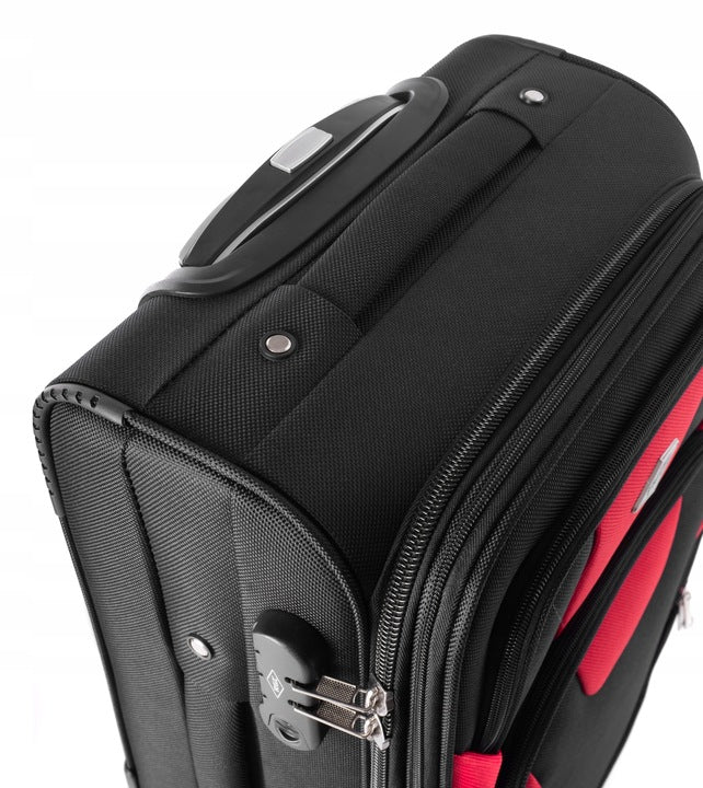 Suitcase Medium Codura On 2 Wheels Checked Luggage Black and Red Manufacturer code 1003 M