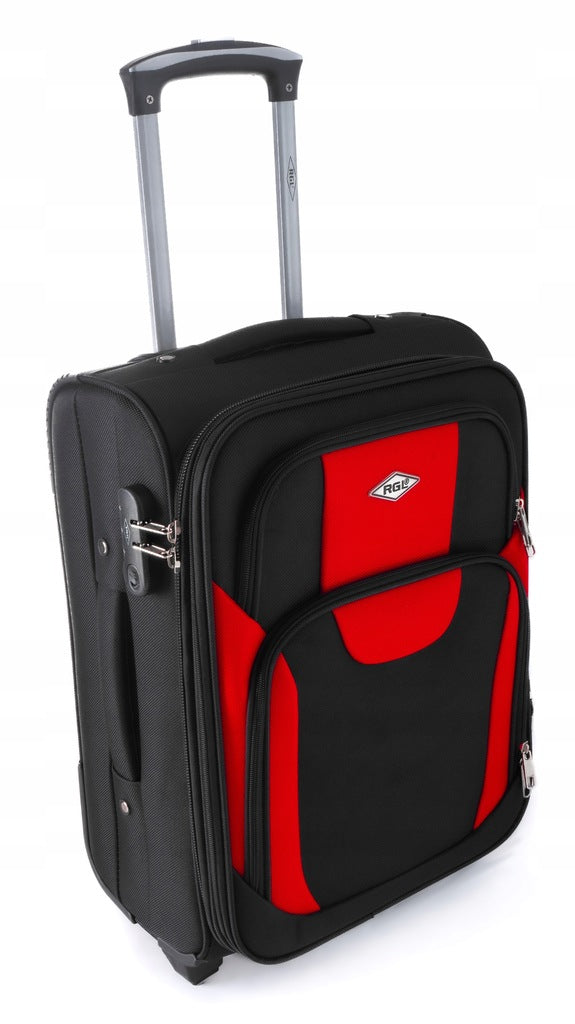 Suitcase Medium Codura On 2 Wheels Checked Luggage Black and Red