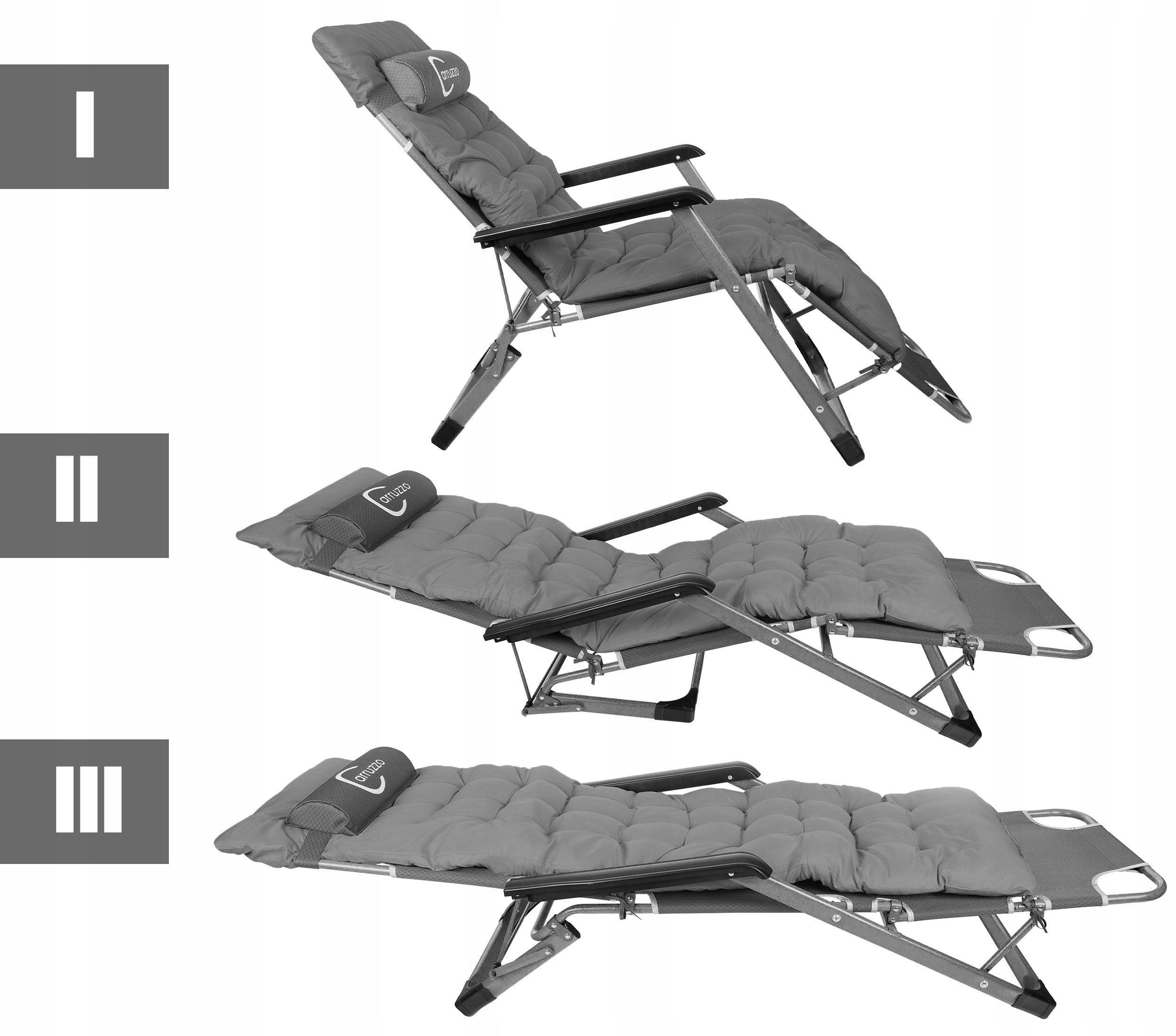 Sun Lounger Folding Garden Armchair + Cushion Comfortable For Terrace For Premium Garden Kind sunbed