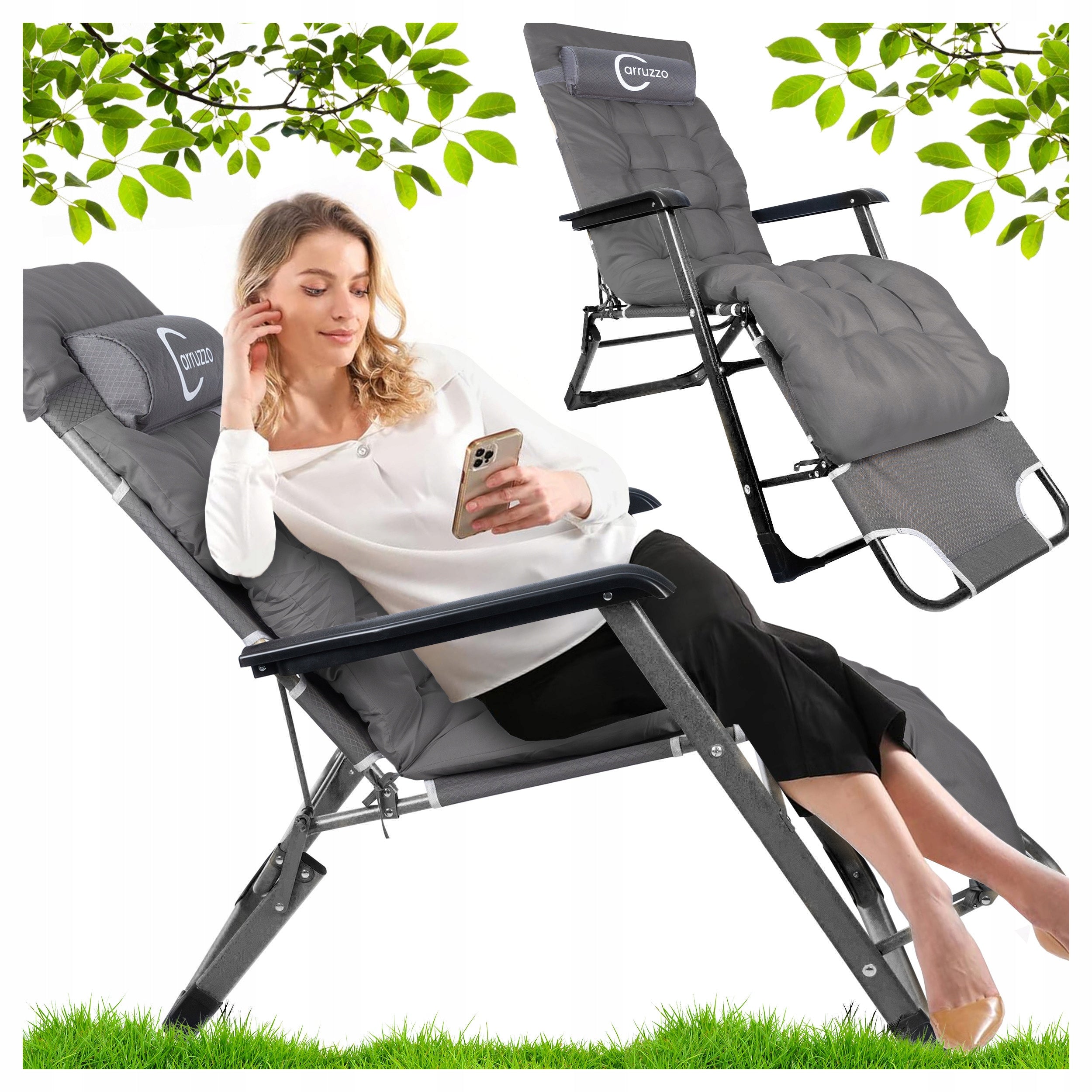 Sun Lounger Folding Garden Armchair + Cushion Comfortable For Terrace For Premium Garden