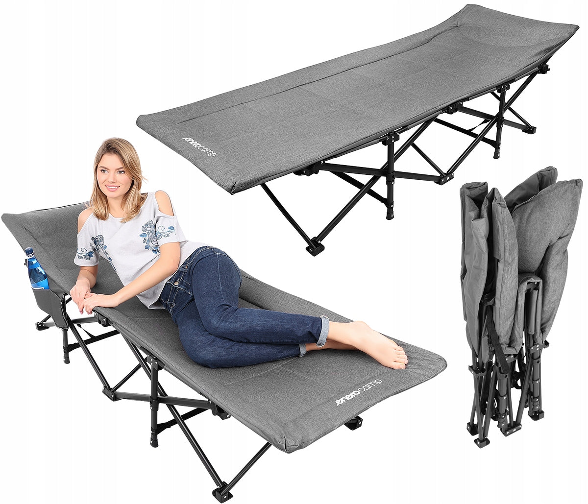 Sun Lounger Folding Hiking Bed Camping Field Cover 190x70cm ENERO