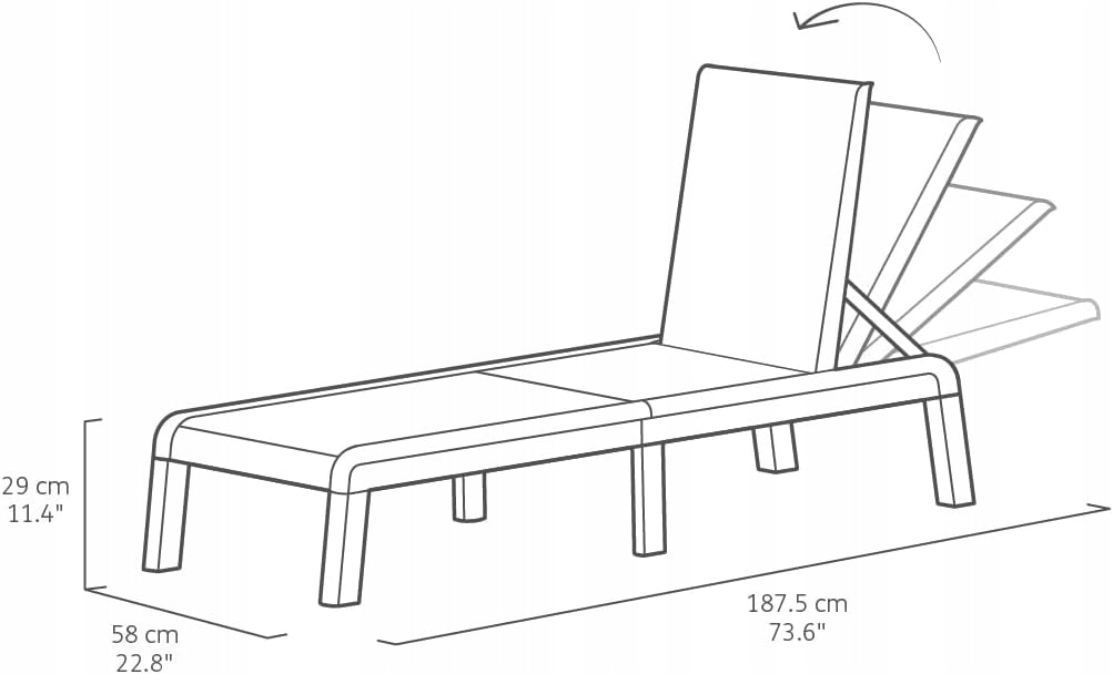 Sun Lounger Keter Sunlounger grey garden folding adjustable 187,5 cm comfort Packaging status original
