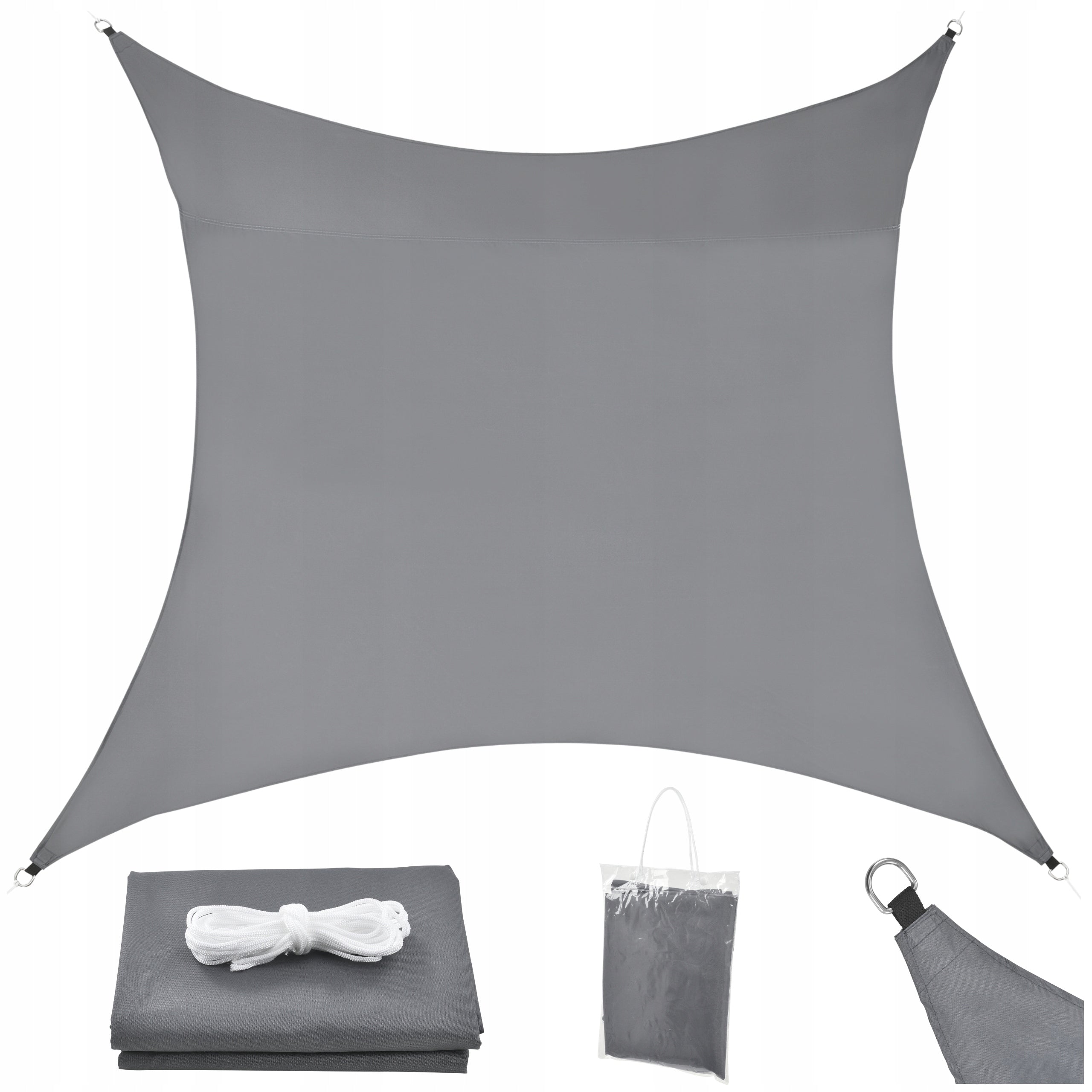 Sun Sail 4x4 m Square Waterproof Garden Sail Grey