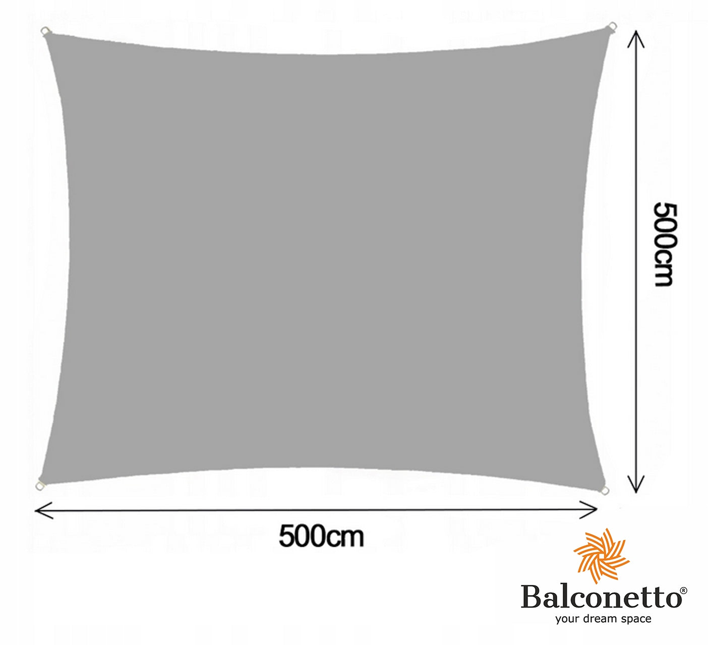 Sun Sail 5x5m Grey Square Garden Shader For Terrace Manufacturer code Żagiel przeciwsłonecznym 160g na taras