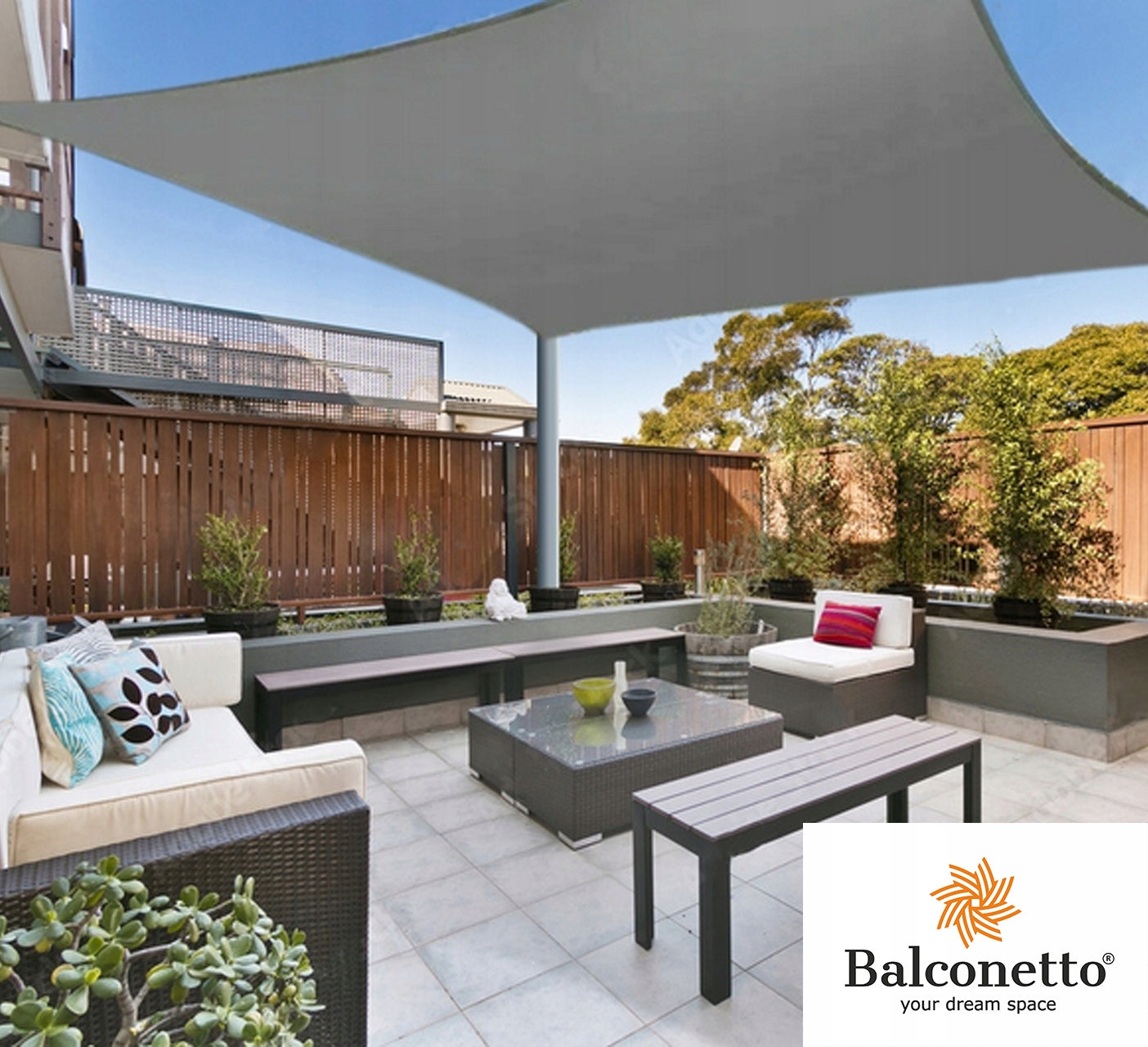 Sun Sail 5x5m Grey Square Garden Shader For Terrace Packaging status original