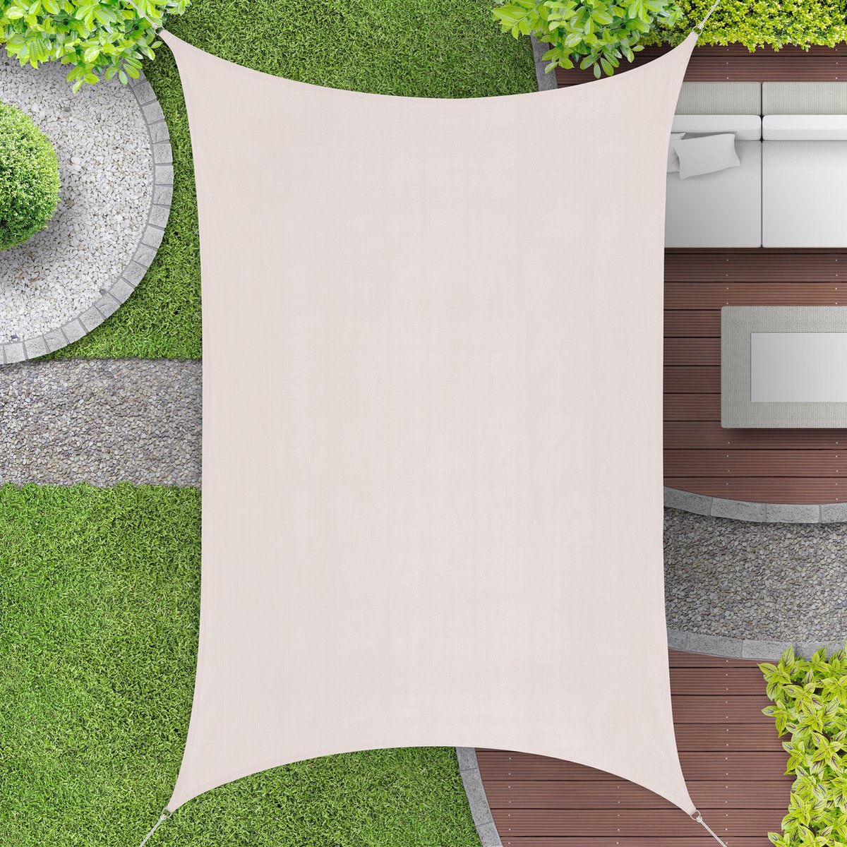 Sun Sail Garden Waterproof 3x2 WHITE Rectangle Shader Packaging status original