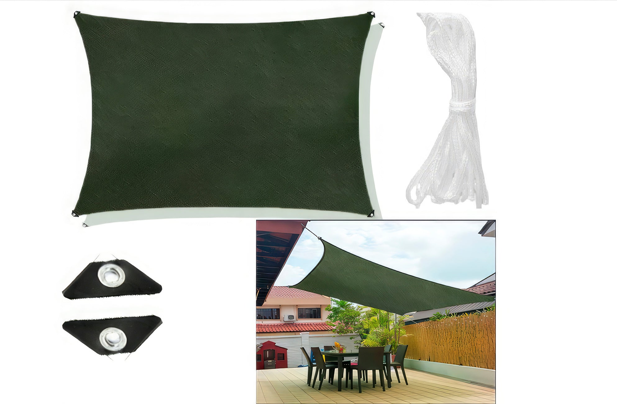 Sun Sail Garden Waterproof 5x5 m Green Strong Awning EAN (GTIN) 5906954232373