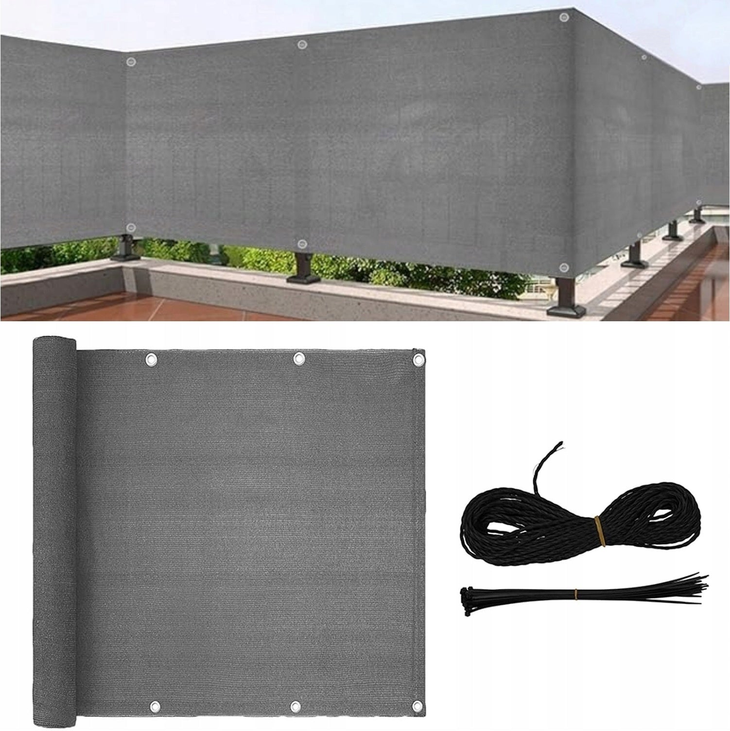 Sunshade Sail Mat For Balcony Garden Awning GRAY 5m