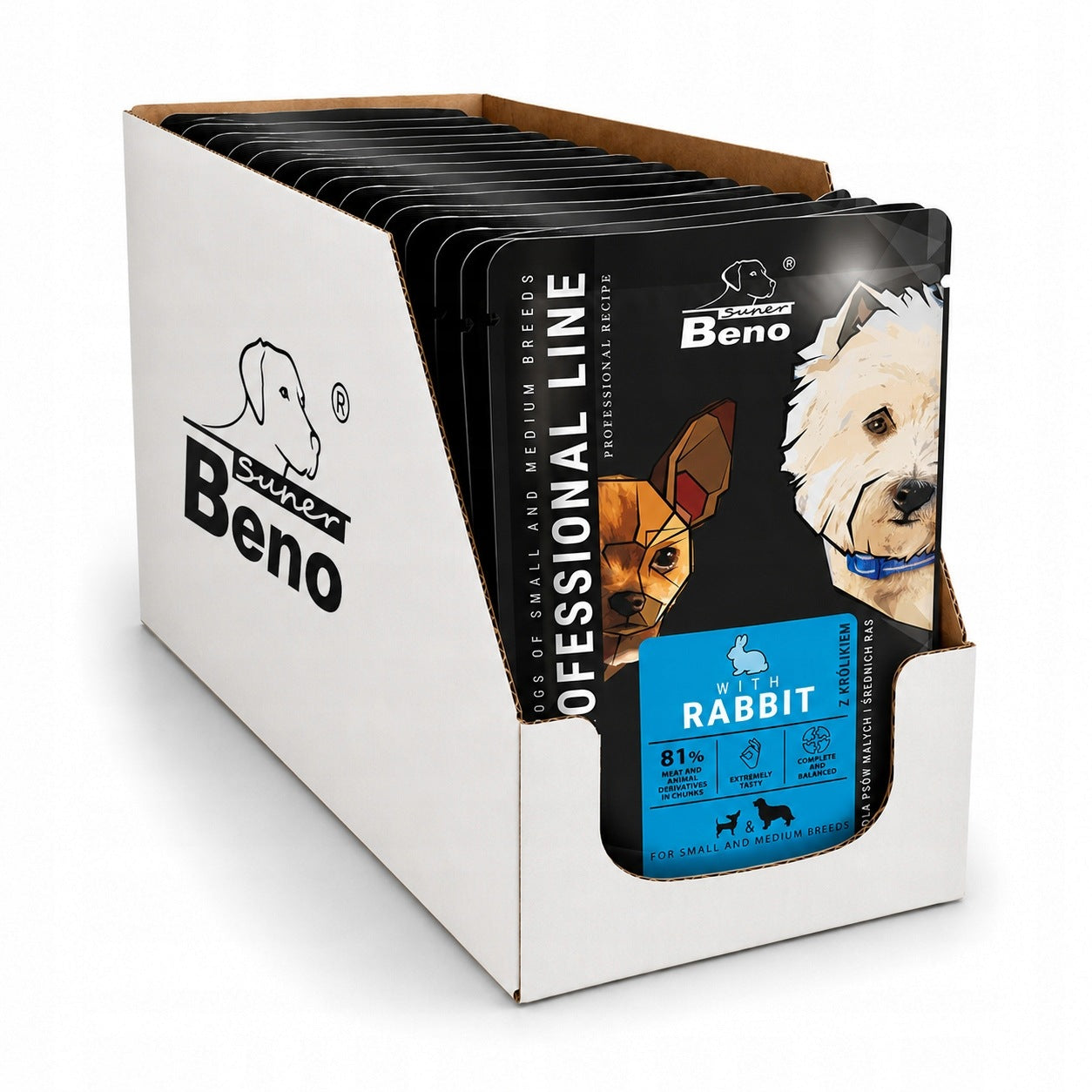 Super Beno Wet Food Dog Sachets 24x100g MIX OF FLAVORS Brand Super Beno