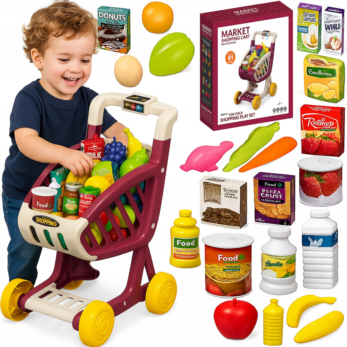 Supermarket Shopping Cart For Children Basket 16 Melodies Accessories