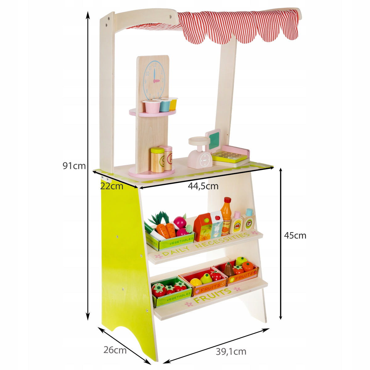 Supermarket for Children Toy Shop Wooden Stall Cash Register + Accessories Manufacturer code 00024888
