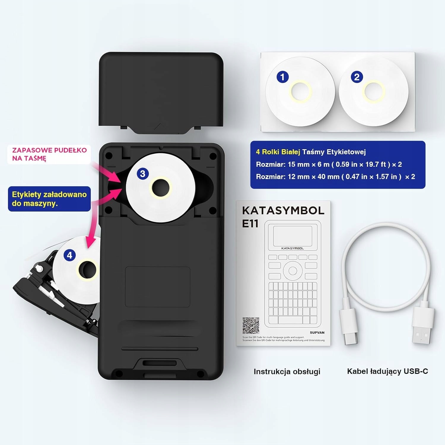 Supvan E11 Bluetooth Portable Label Printer Charged via USB-C Manufacturer code E11