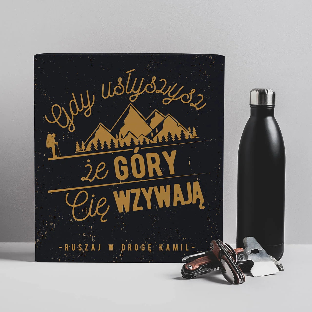 Survival Set Gift For Him Prepers Mountain Lover Pocket Knife Thermos Packaging status original