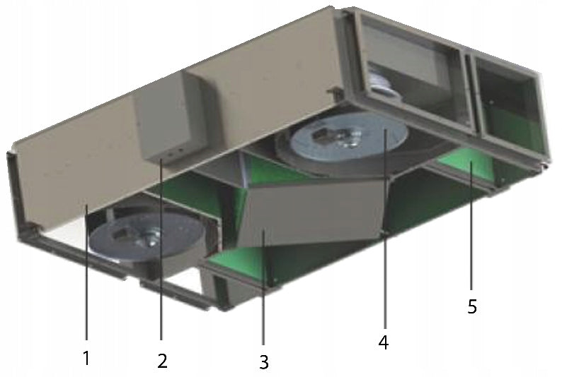 Suspended ventilation unit, recuperator BVN BGK 1000m3/h with automation Packaging status original