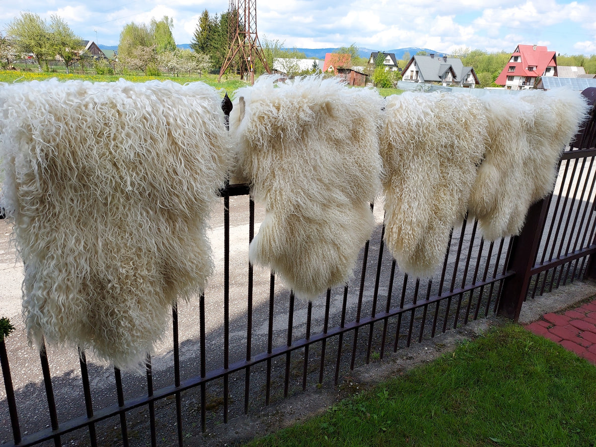 Swedish Sheepskin White Curly Hair Sheepskin Swedish Natural Color multicolor