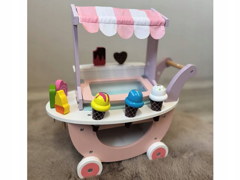 Sweet wooden ice cream parlor for children on wheels + ice cream set ZA5946 Brand Jokomisiada