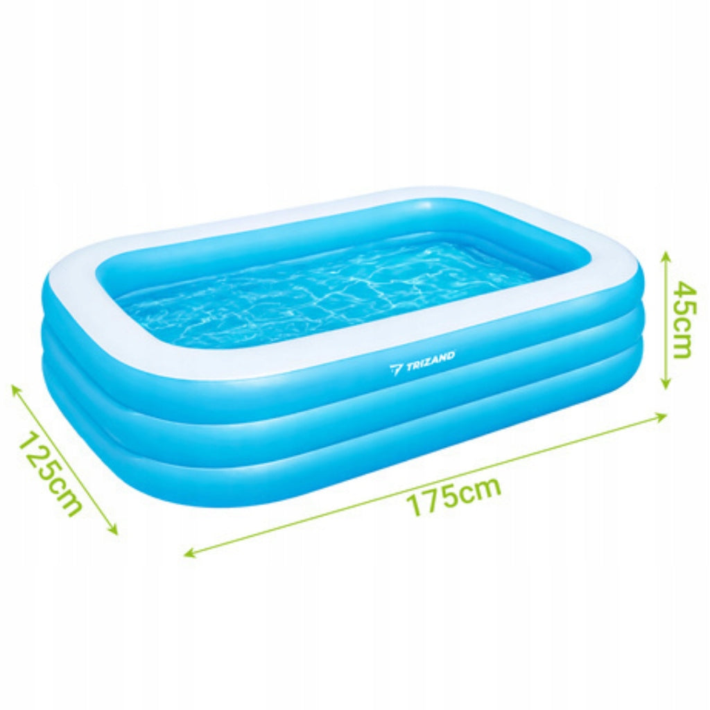 Swimming Pool Inflatable Garden Family Rectangular Large 185 x 130 cm for Children Brand Trizand