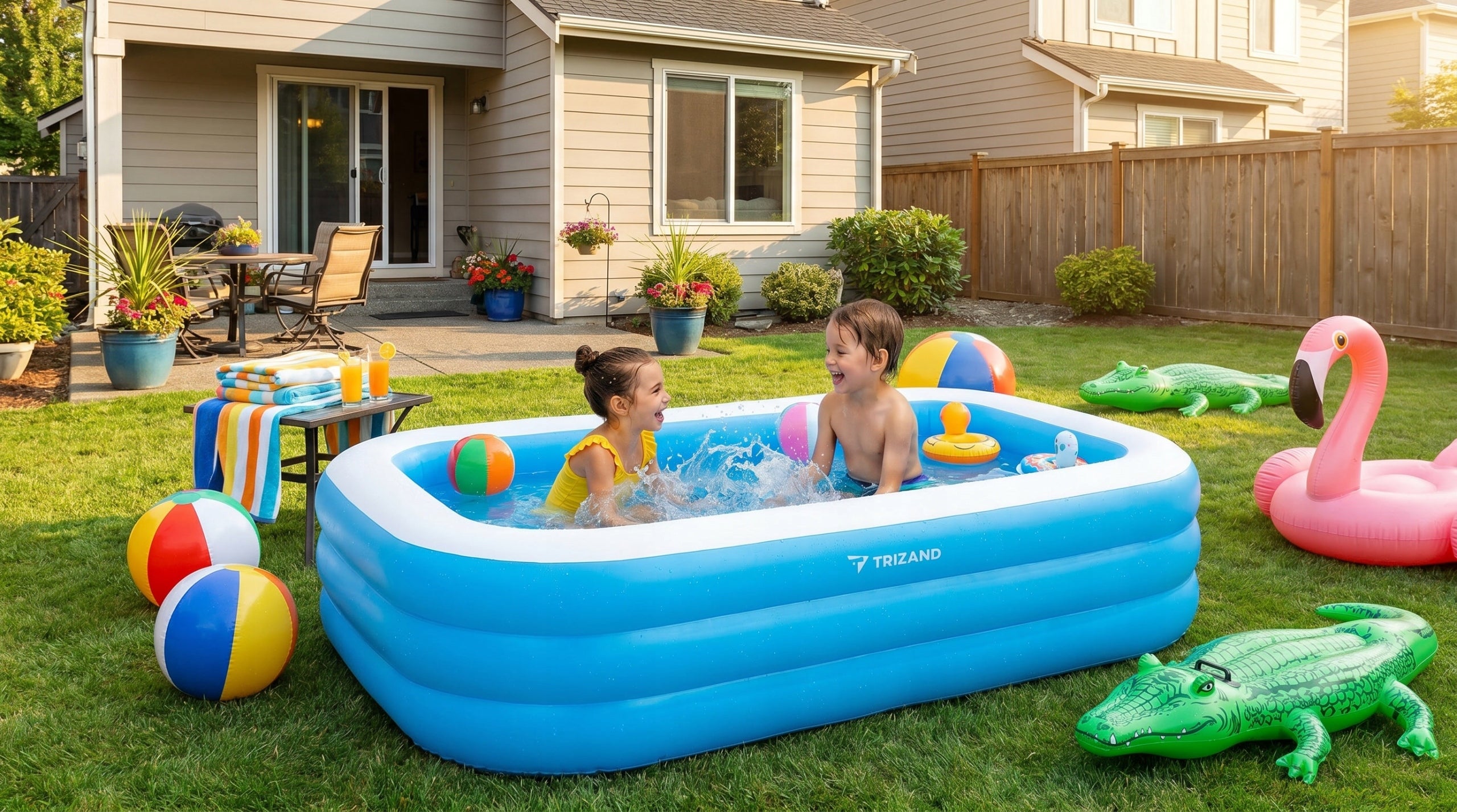 Swimming Pool Inflatable Garden Family Rectangular Large 185 x 130 cm for Children Manufacturer code Basen dmuchany 185x130x50cm Trizand 27797