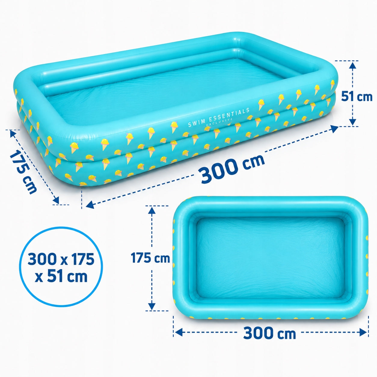 Swimming pool blue ice cream 300x175x51 cm Manufacturer code DUŻY DMUCHANY RODZINNY BASEN OGRODOWY