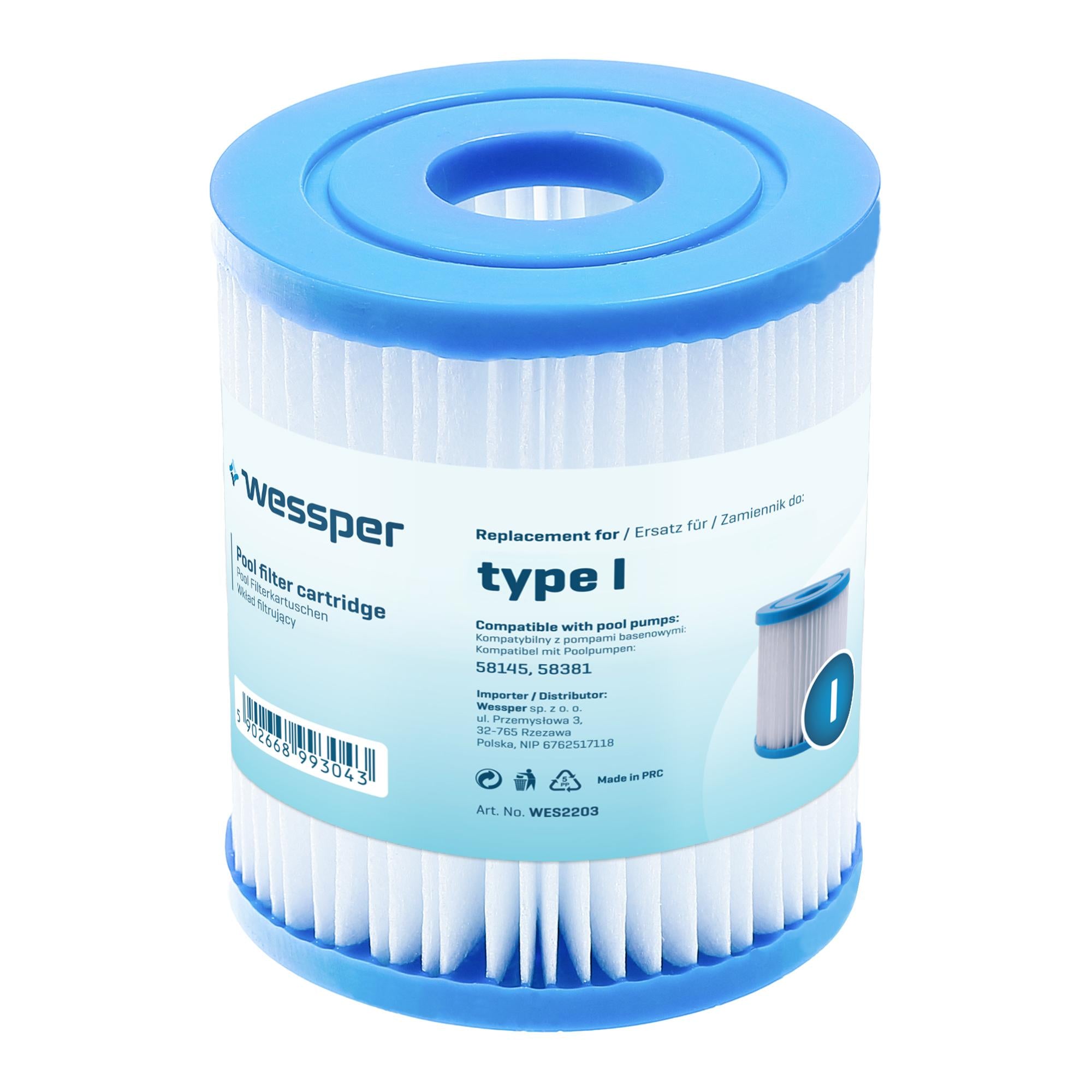Swimming pool filter jacuzzi spa for filter pumps replacement Bestway type I 6x Manufacturer code 6X_WES2203