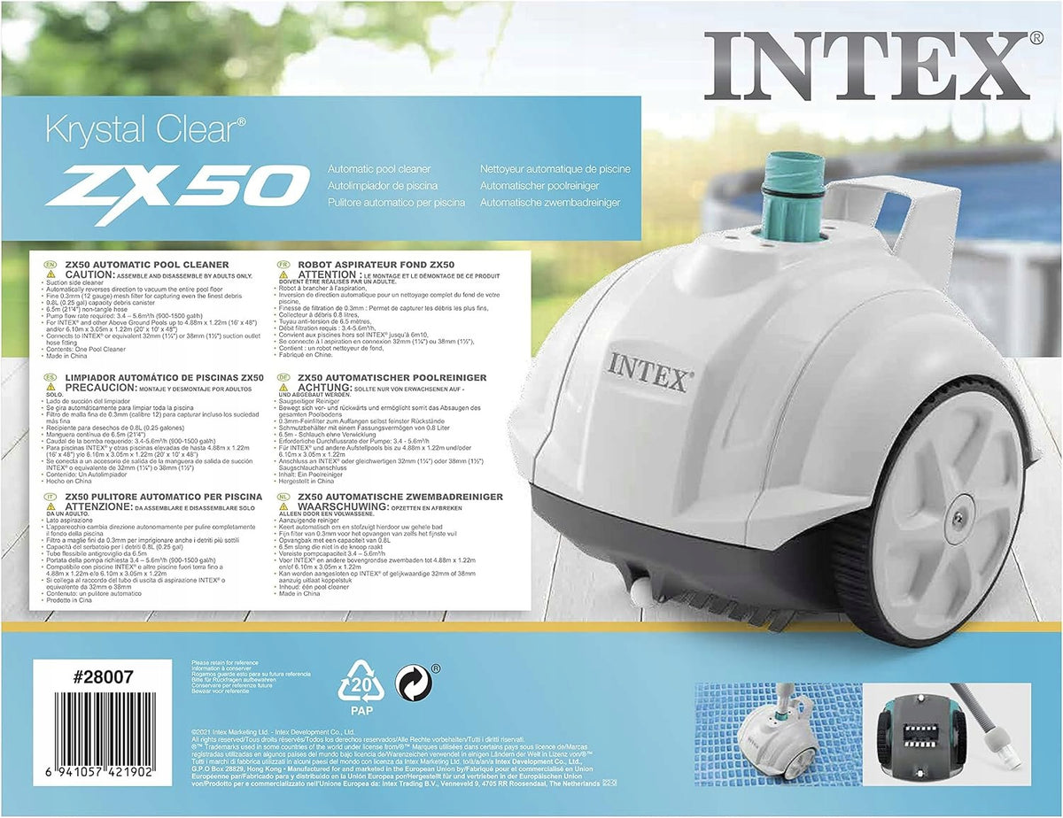 Swimming pool vacuum cleaner Intex ZX 50 1 W Manufacturer code INTEX 28007