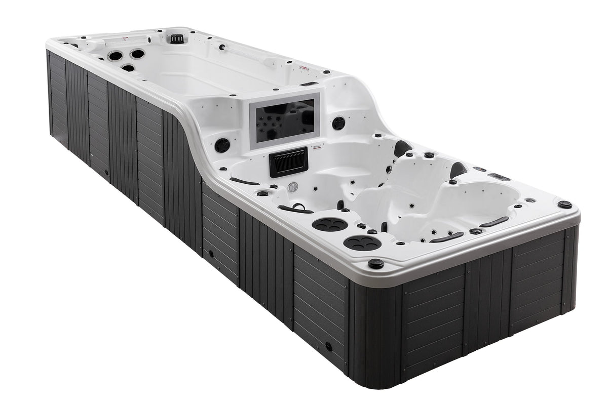 Swimming pool with countercurrent and hydromassage zone SPA + smart TV MOG-18178