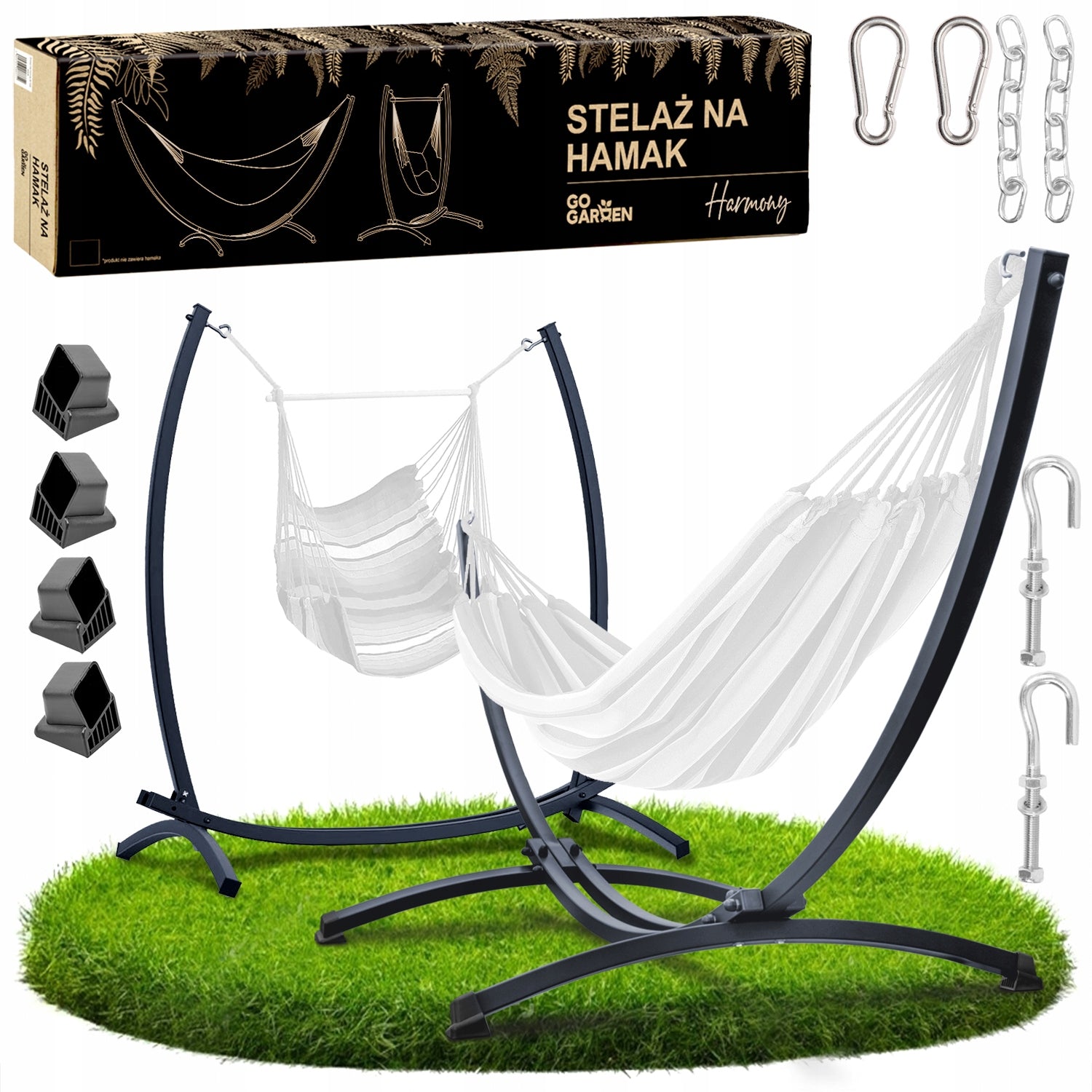 Swing Hammock Frame Garden Stand Metal Brazilian Chair 2in1