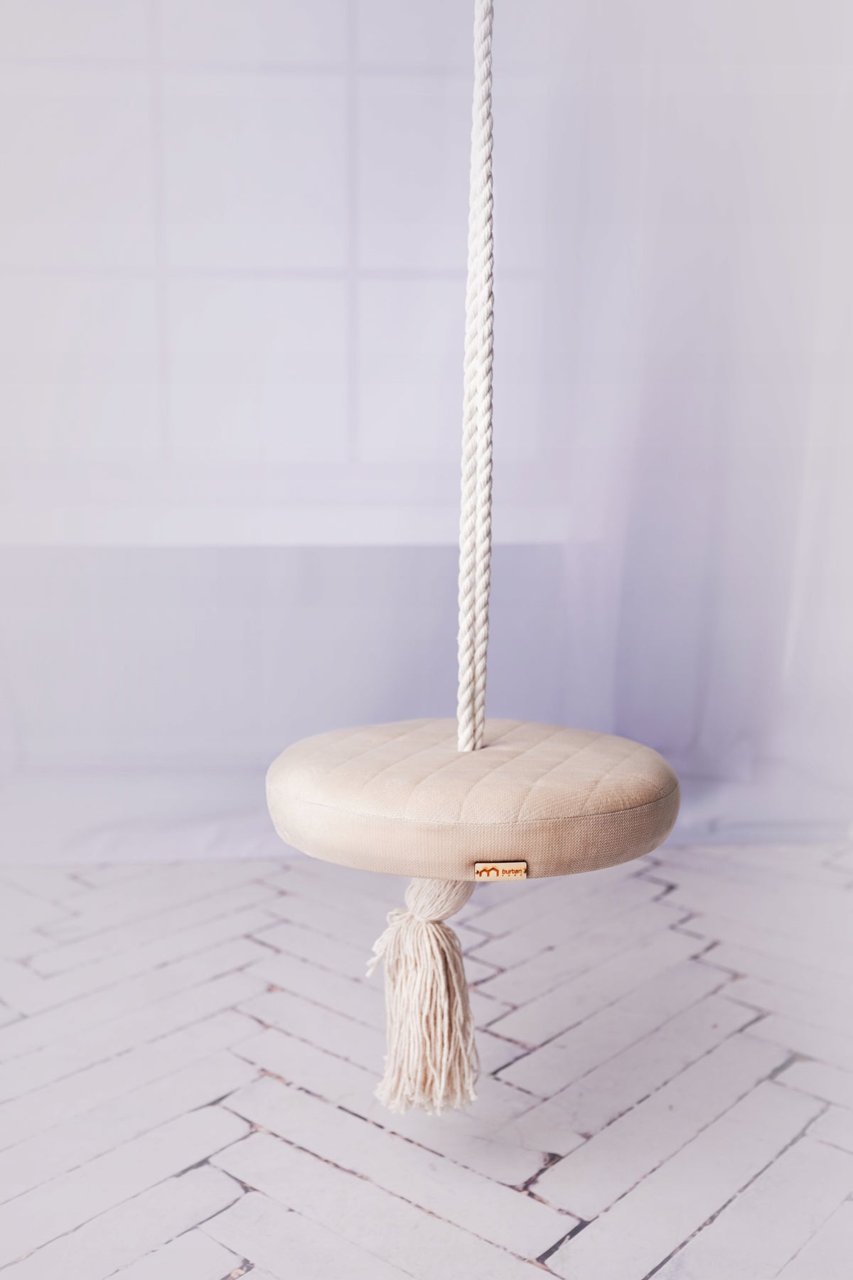 Swing ring for children home garden, disc BEIGE Kid's weight not specified