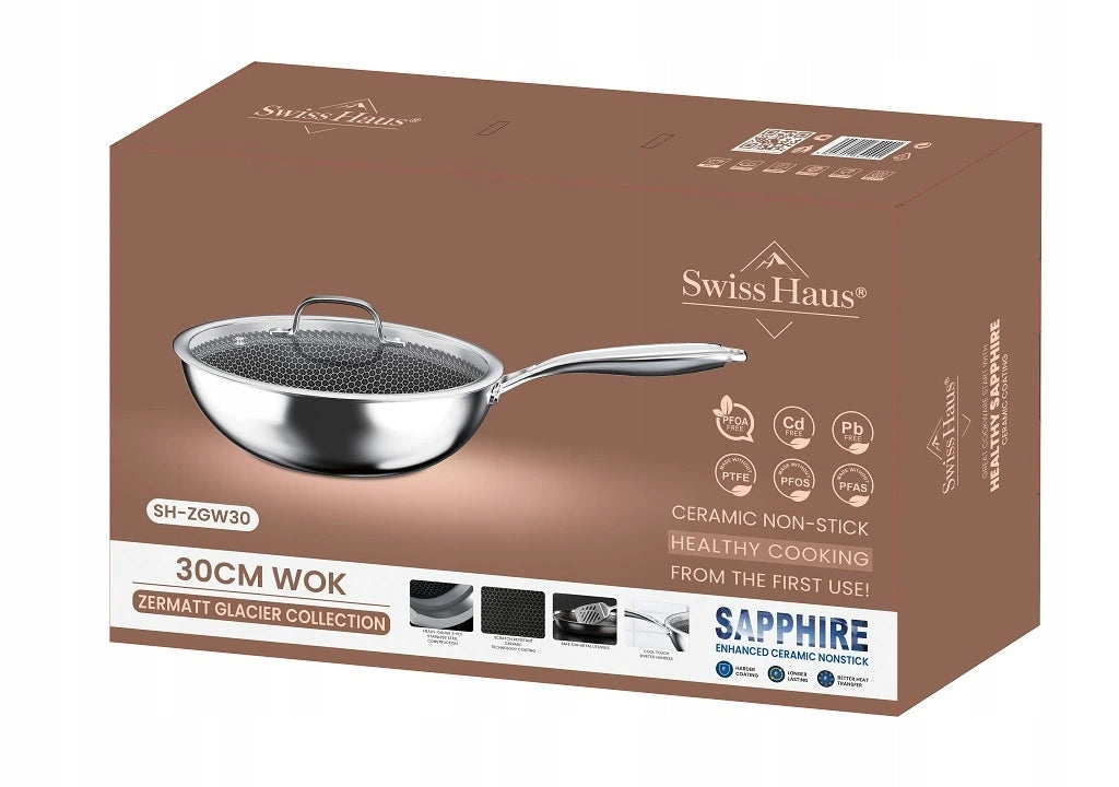 Swiss Haus pánev wok hybridní SteelCRAFT SAPPHIRE 30 x 9 cm Brand Swiss Haus