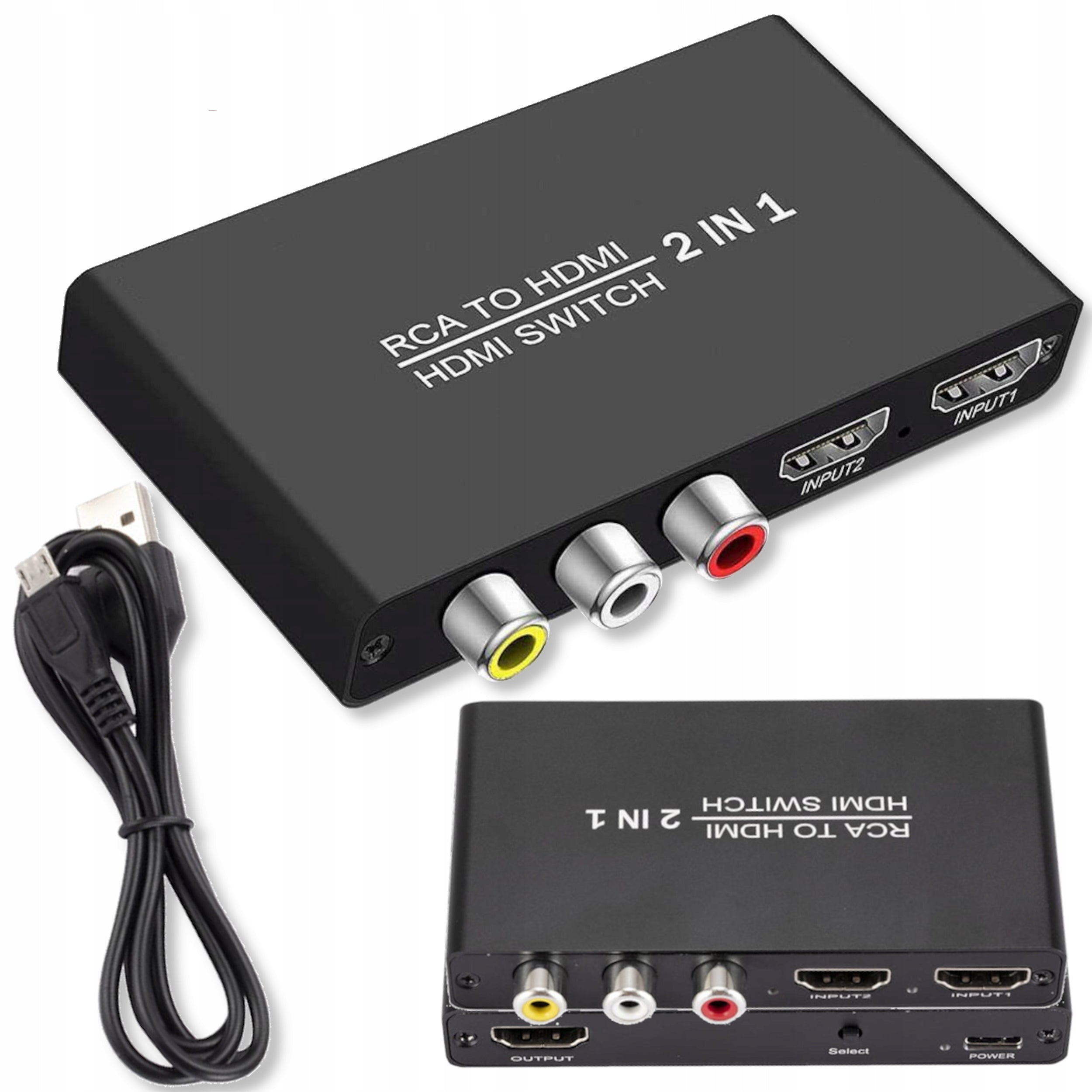 Switch 2x HDMI + RCA AV Cinch Splitter Adapter Video Splitter