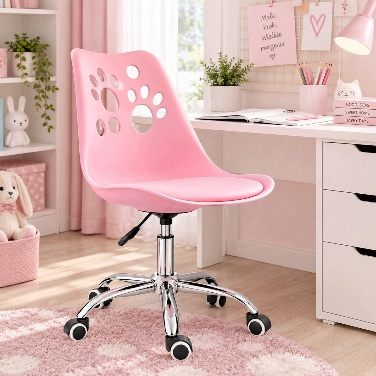 Swivel Chair Children's Desk Chair Girls Pink Adjustable Packaging status original