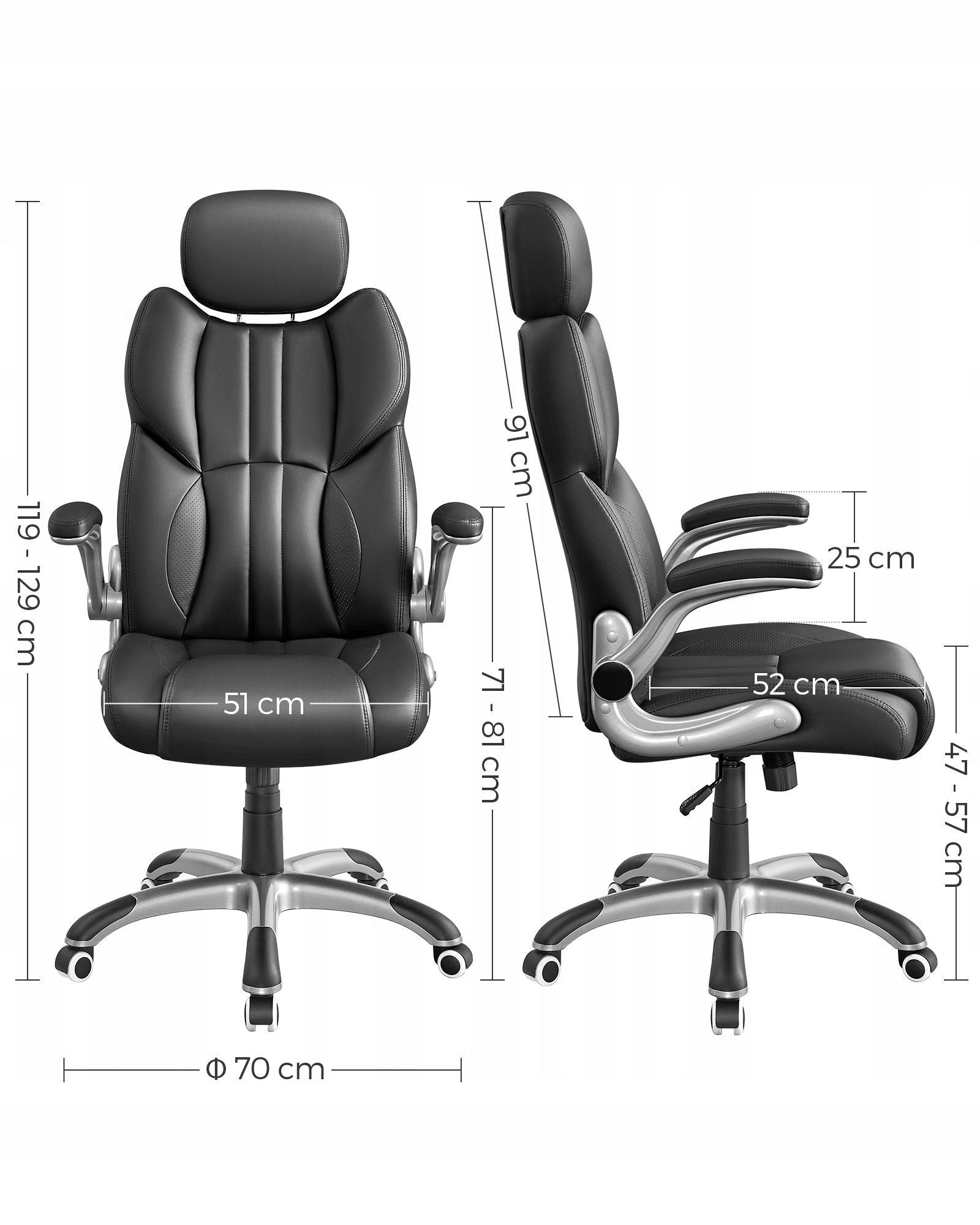 Swivel Faux Leather Office Chair Black Tilt Adjustment Armrests Manufacturer code OBG65BK