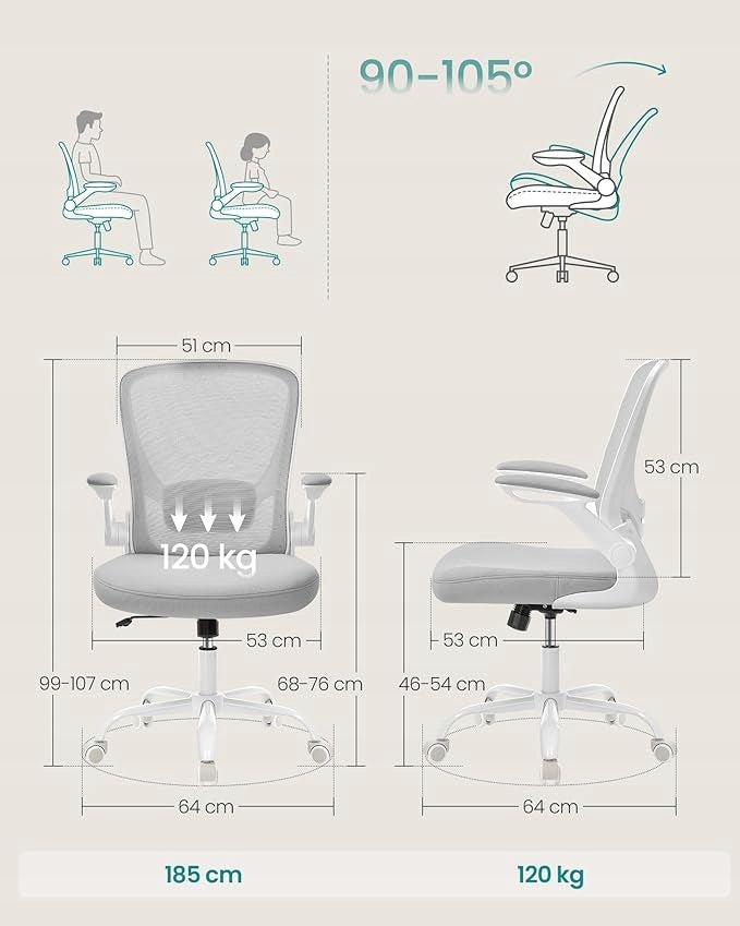 Swivel chair Songmics model: OBN037G02 grey Packaging status original