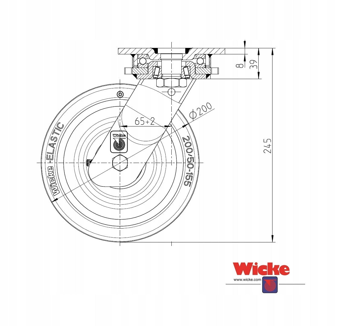 Swivel wheel for sweeper 200 mm WICKE Brand Wicke