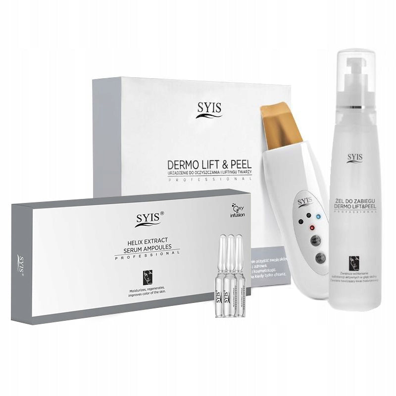 Syis device Dermo Lift&Peel skin scrubber gold spatula + cosmetics Syis