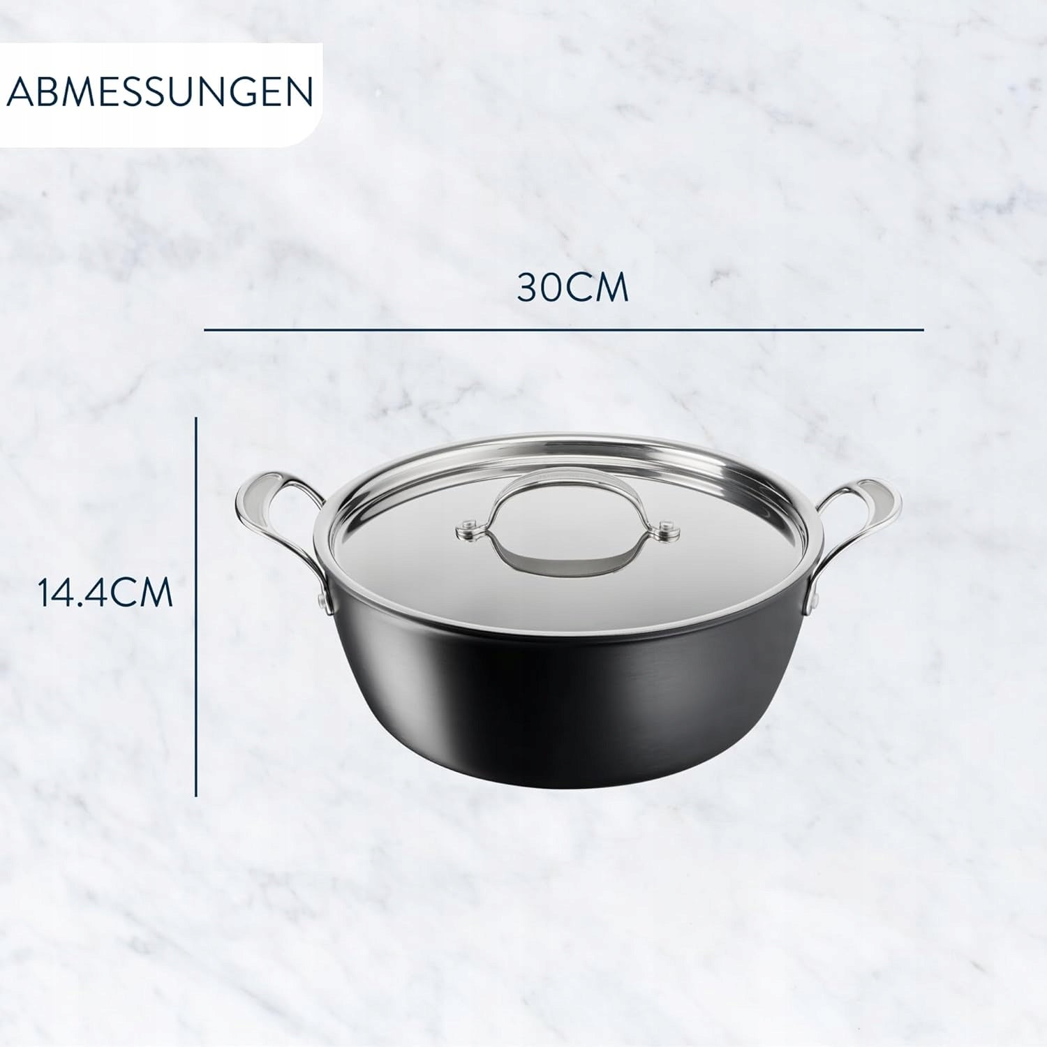 T-Fal Pan Anodized Aluminum Nonstick Induction 7.4L Black Diameter 30 cm