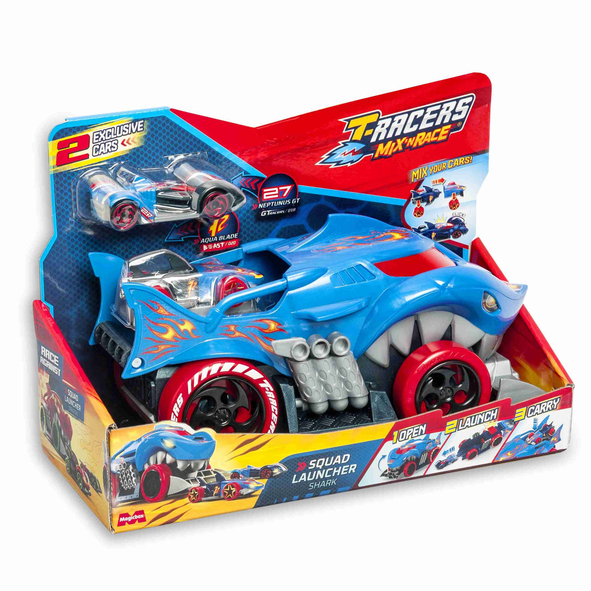 T-Racers Shark Squad Launcher Car Launcher BLUE with Launcher