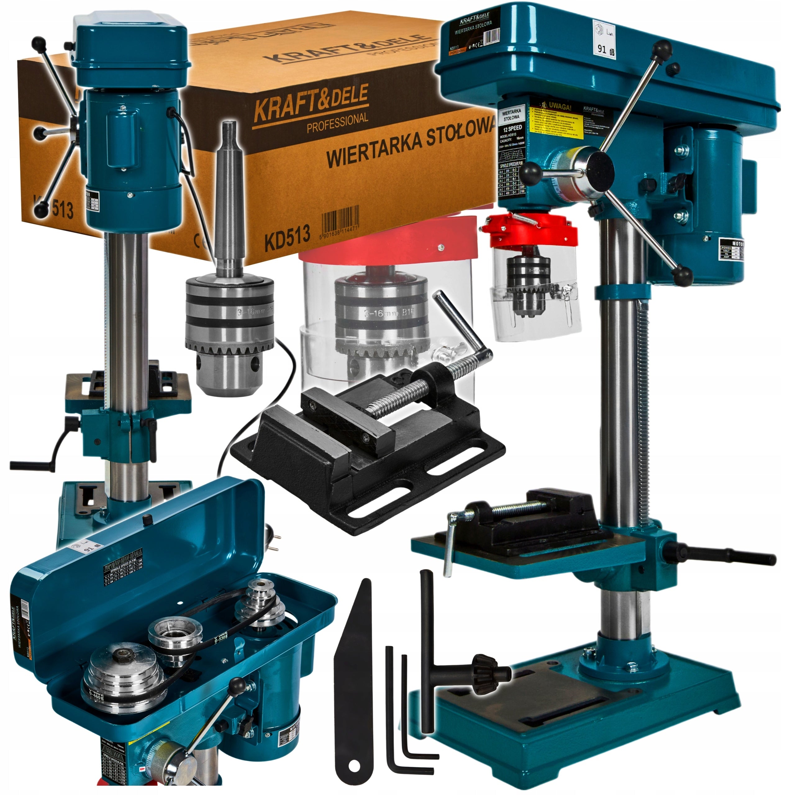 TABLE COLUMN DRILL 1450W 2700 RPM ADJUSTMENT + VISE KD513