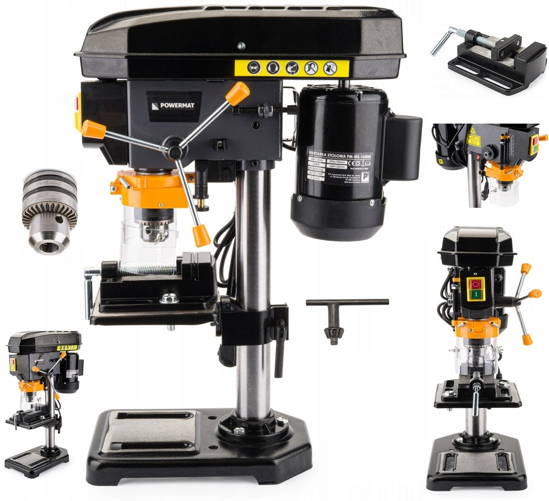 TABLE DRILL COLUMN POWER 1600W + VICE + LASER + ADJUSTMENT