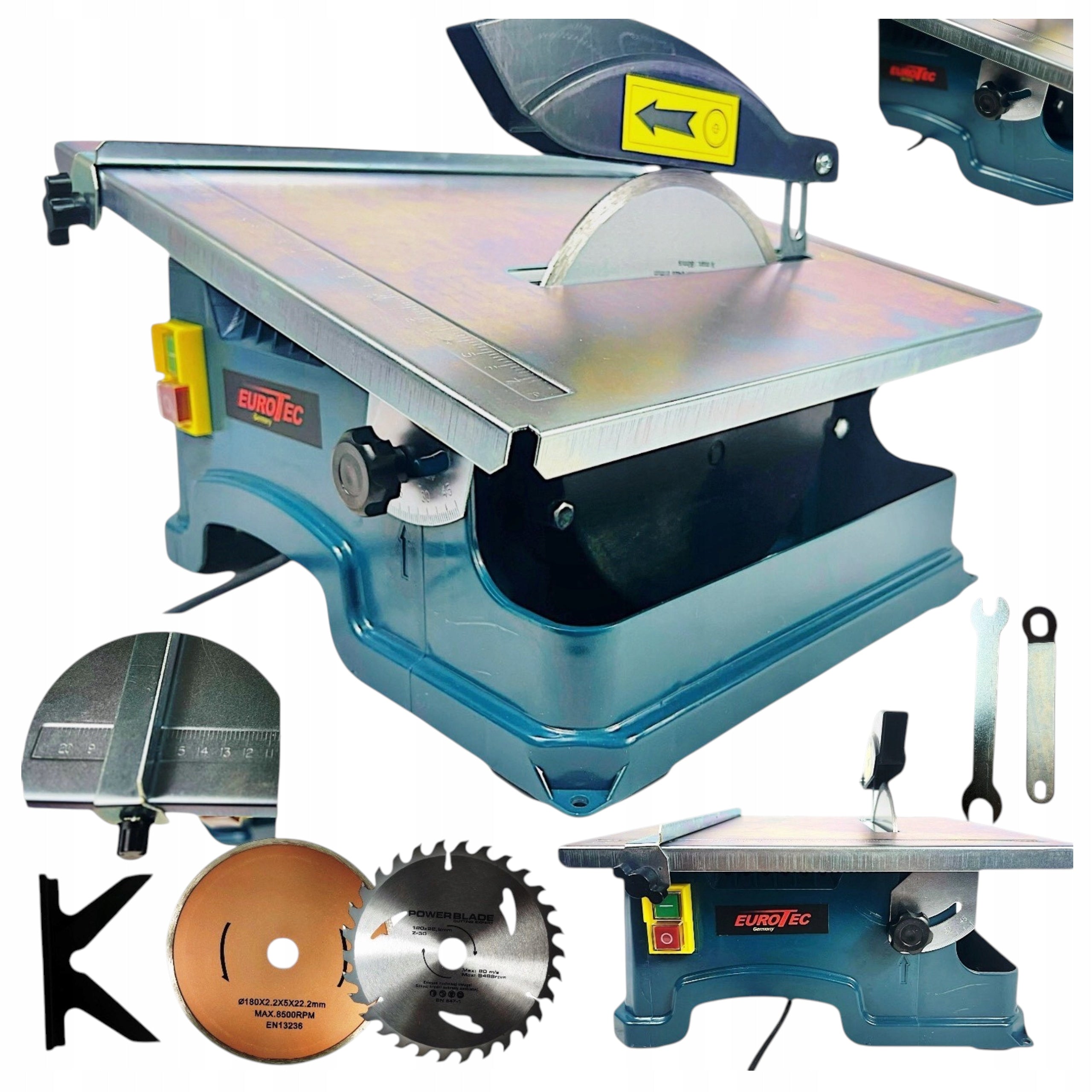 TABLE SAW CUTTER Eurotec 1900 W 180 mm for tiles and wood 230 V