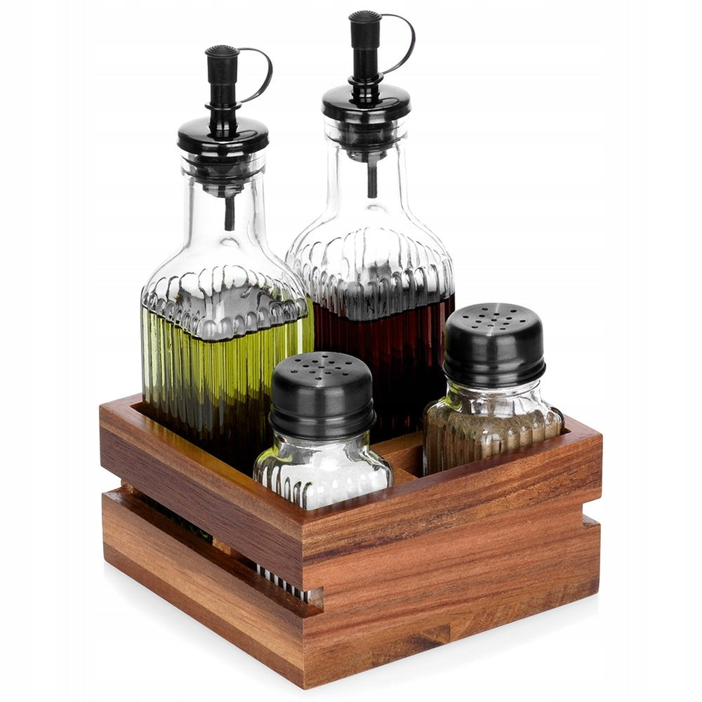 TABLE Salt shaker set pepper shaker oil bottle vinegar in stand Manufacturer code 5904316496982