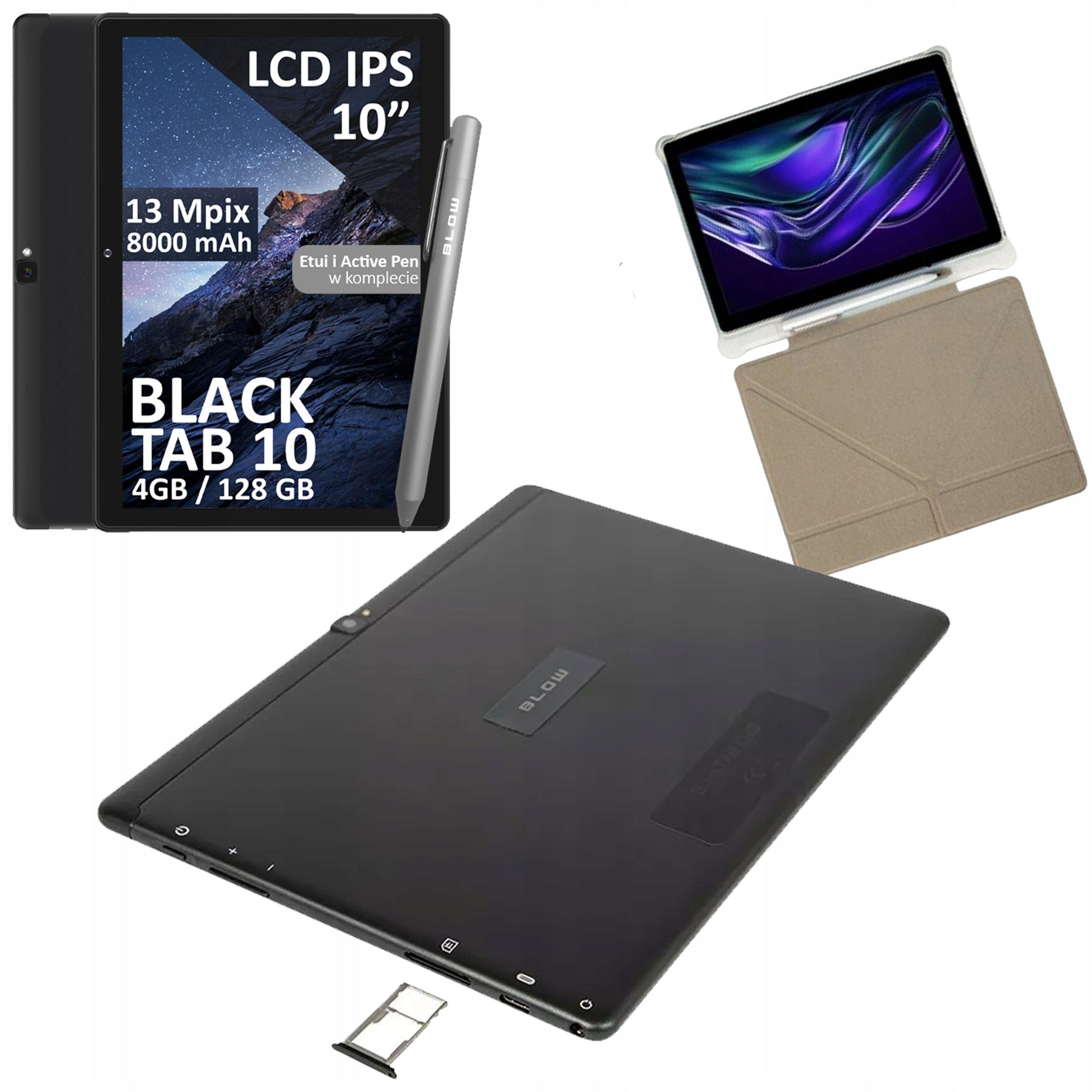 TABLET 10" BLOW BLACKTAB10 ANDROID 4/128GB LTE BT GPS WIFI CASE STYLUS Packaging status original