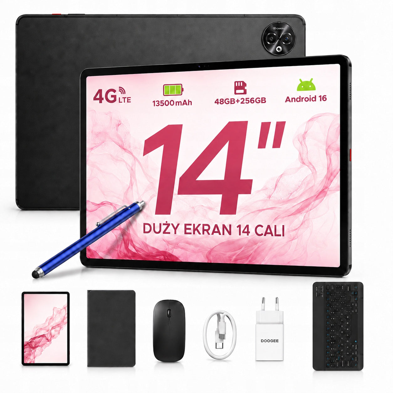 TABLET 14" LARGE SCREEN DOOGEE TABE3MAX 4G LTE GPS 32/256GB SET 13500MAH