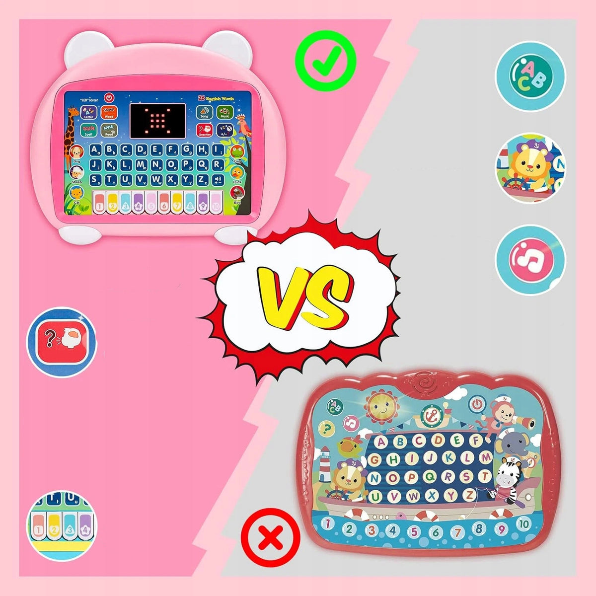TABLET FOR CHILDREN INTERACTIVE EDUCATIONAL LEARNING THROUGH PLAY WITH LED INTERESTING Manufacturer code TABLET DLA DZIECI INTERAKTYWNY