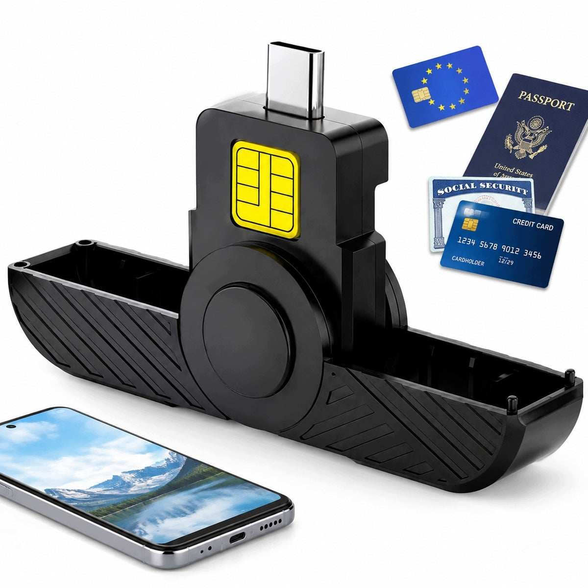 TACHOGRAPH CARD READER TACHO DRIVERS USBC FOR SMARTPHONE FOLDABLE
