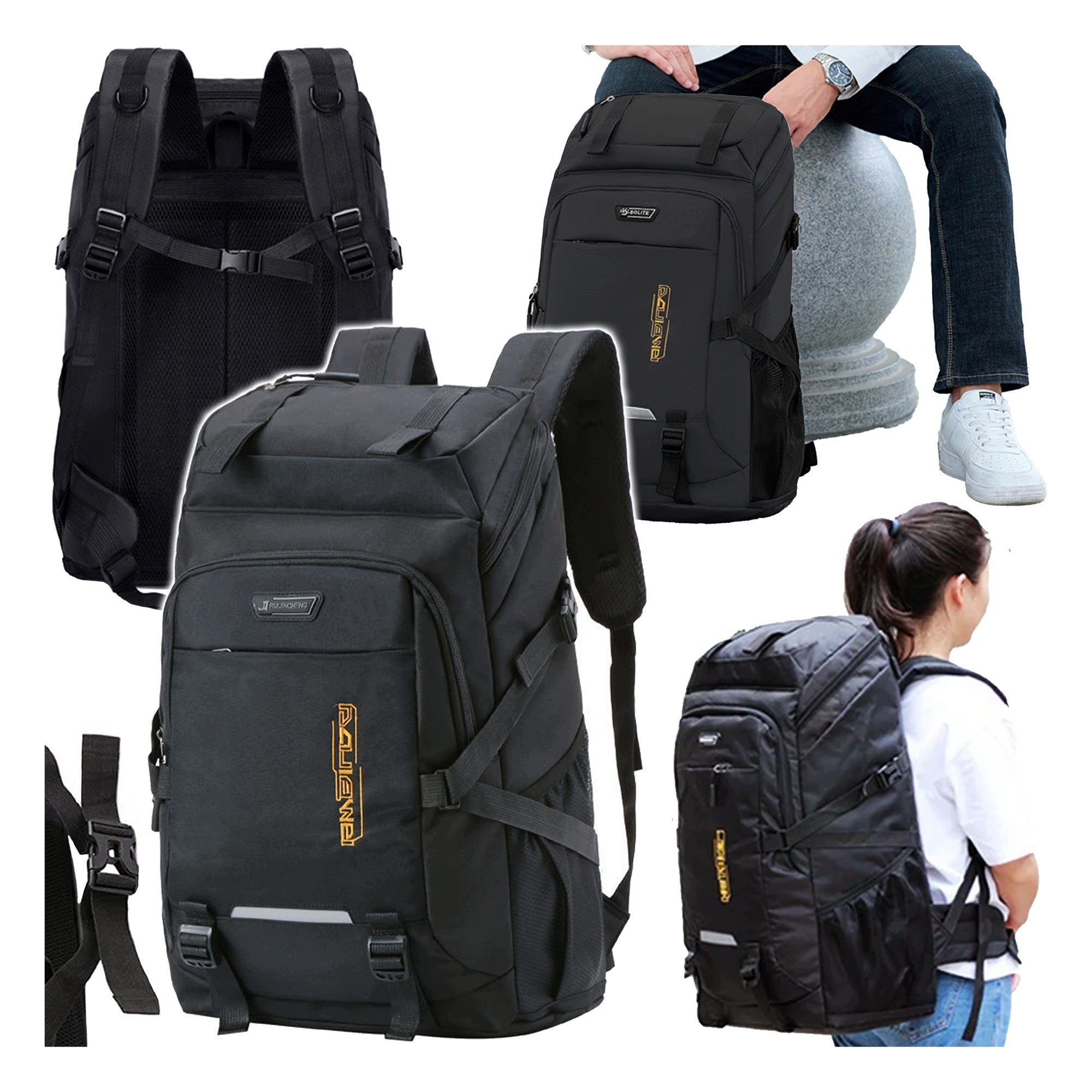 TACTICAL SPORTS BACKPACK 50L EXPEDITIONS TO THE MOUNTAINS BLACK ROOMY Packaging status original