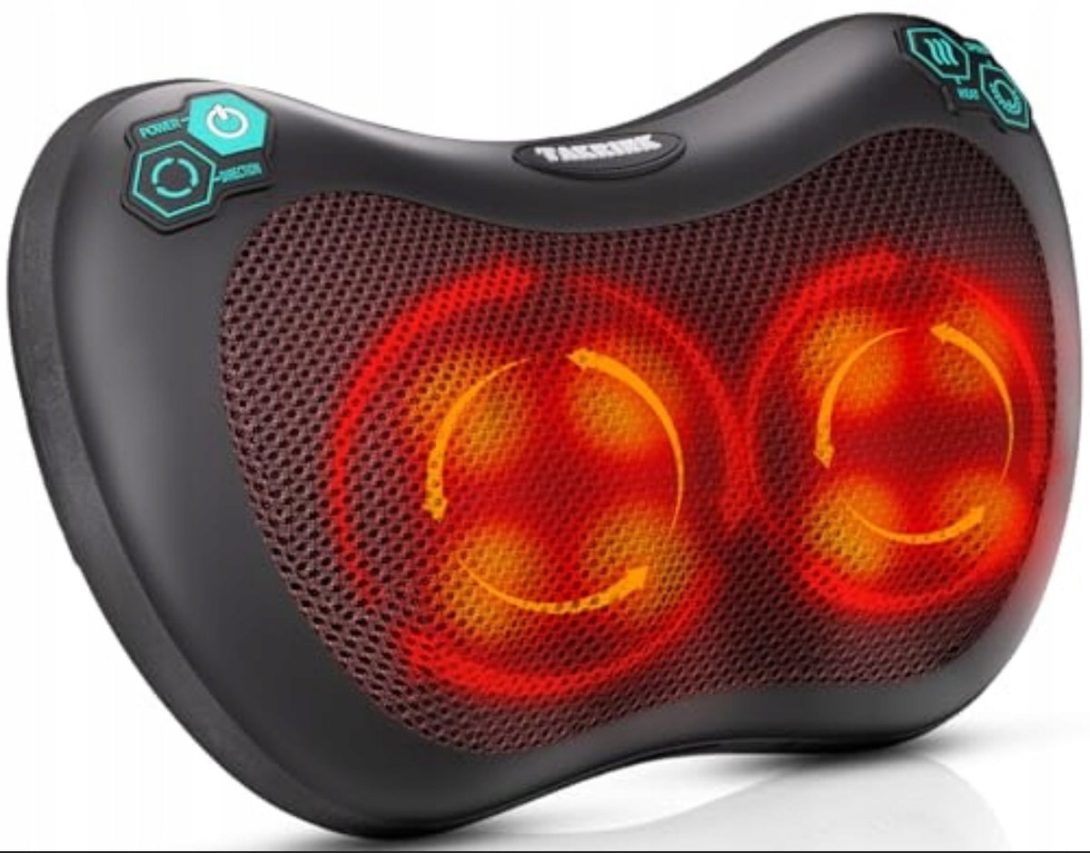 TAKRINK Heated Massage Pillow – 3 Modes, Neck and Shoulder Massager Packaging status original